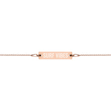 "Surf Vibes" Engraved Silver Bar Chain Bracelet
