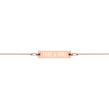 "Take A Hike" Engraved Silver Bar Chain Bracelet