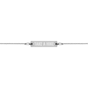 "Take A Hike" Engraved Silver Bar Chain Bracelet