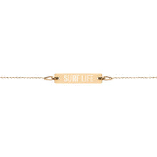 "Surf Life" Engraved Silver Bar Chain Bracelet
