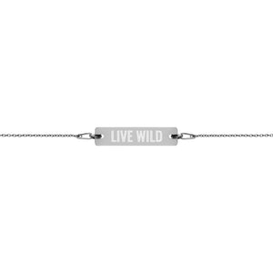 "Live Wild" Engraved Silver Bar Chain Bracelet