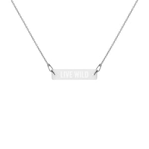 "Live Wild" Engraved Silver Bar Chain Necklace