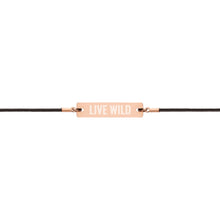"Live Wild" Engraved Silver Bar String Bracelet