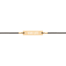 "Van Life" Engraved Silver Bar String Bracelet