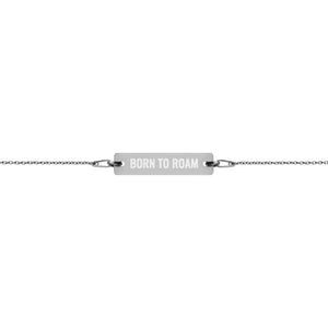 "Born To Roam" Engraved Silver Bar Chain Bracelet