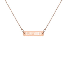 "Surf Vibes" Engraved Silver Bar Chain Necklace