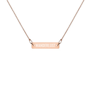 "Wanderlust" Engraved Silver Bar Chain Necklace