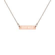 "Stay Wild" Engraved Silver Bar Chain Necklace
