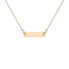 "Stay Wild" Engraved Silver Bar Chain Necklace