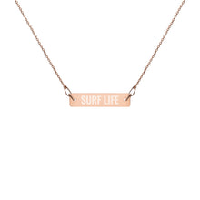 "Surf Life" Engraved Silver Bar Chain Necklace
