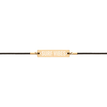 "Surf Vibes" Engraved Silver Bar String Bracelet