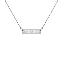 "Take A Hike" Engraved Silver Bar Chain Necklace