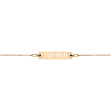 "Stay Wild" Engraved Silver Bar Chain Bracelet