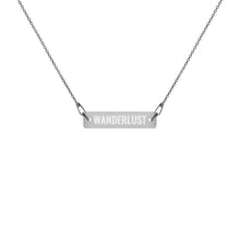 "Wanderlust" Engraved Silver Bar Chain Necklace