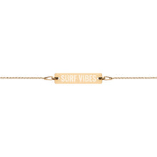 "Surf Vibes" Engraved Silver Bar Chain Bracelet