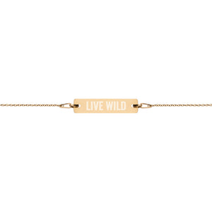 "Live Wild" Engraved Silver Bar Chain Bracelet